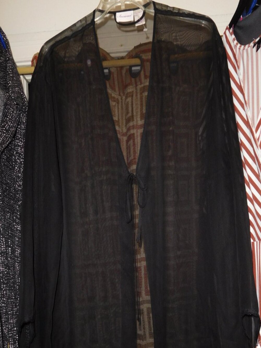 pLUS SIZE AMOUROUSE BRAND BLACK SHEER SHORT ROBE SEXY LARGE(18/20)